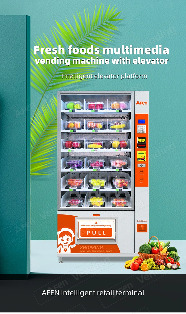 Af Automat Self-Service Lift Healthy Fresh Food Dispenser Salad Fruit Vegetable Food Vending Machine with Refrigerator