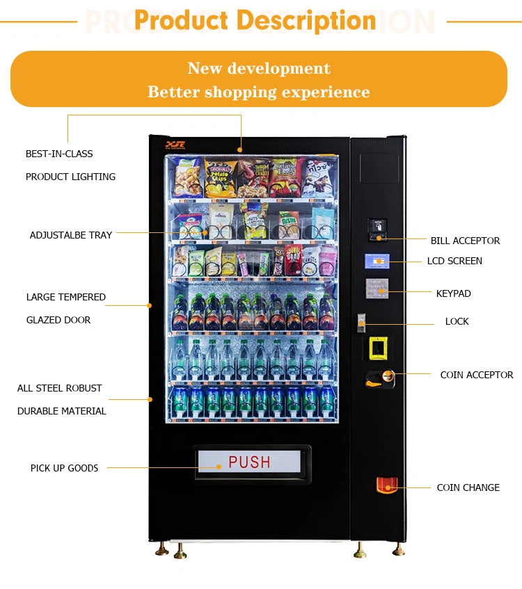 Xy 24 Hours Self Service Candy Water Food Drink Vending Machine for Sale
