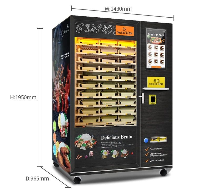 Automatic Fast Food Breakfast Meal Lunch Box Hot Food Vending Machine Heating