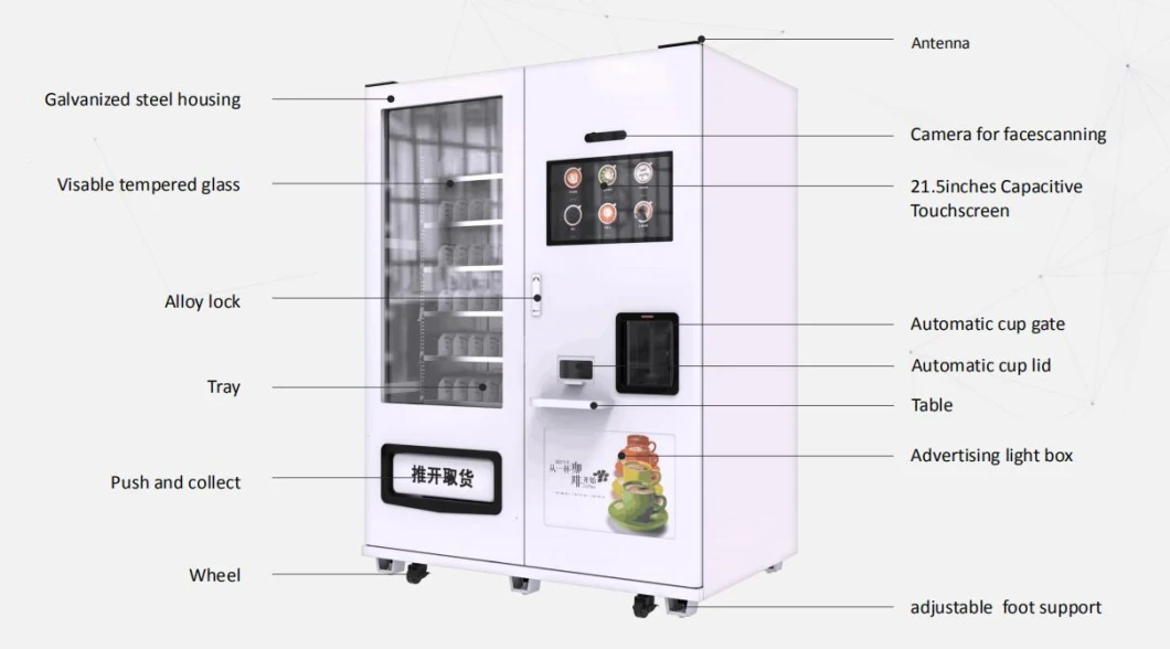 Smart Type Snack Drink Vending Machine with Coffee Vending