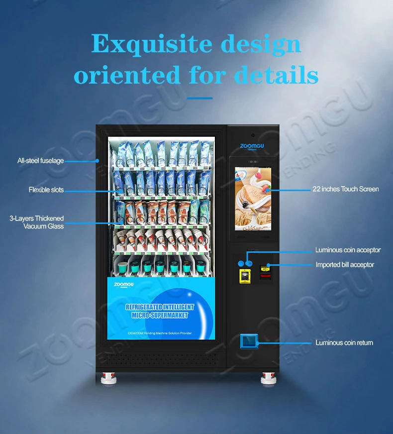 Zg OEM Coin Operated Frozen Food Vending Machine Fresh Frozen Food Smart Vending Machine
