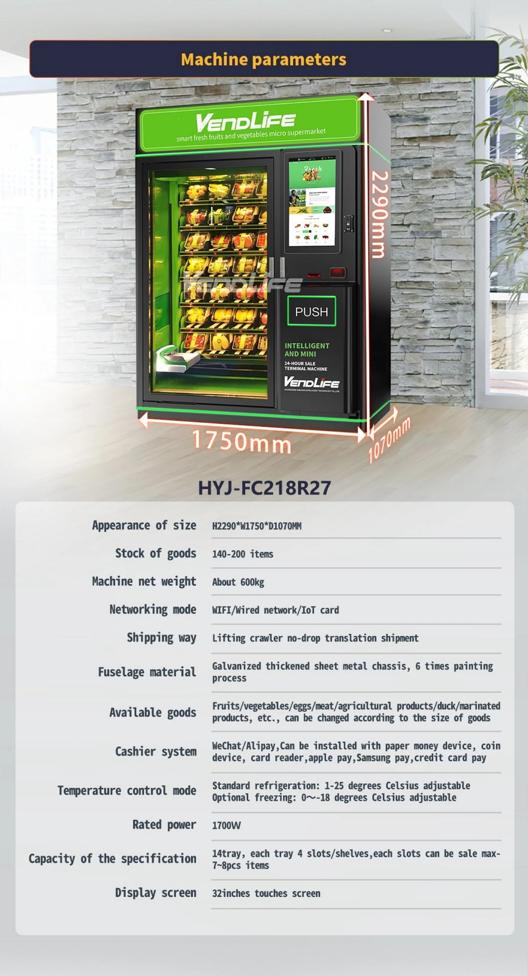 Hot Open Banh Tom Pick up Heated Food Delivery Vending Smart Vendlife Vending Machines