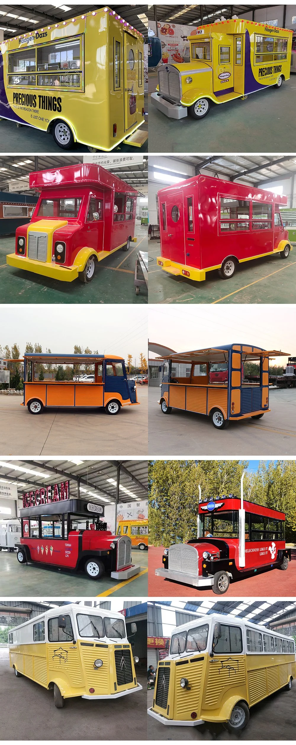 Electric Snack Hot Dog Ice Cream Trailers Food Trucks Food Vending Machine for Outdoor Street Decoration
