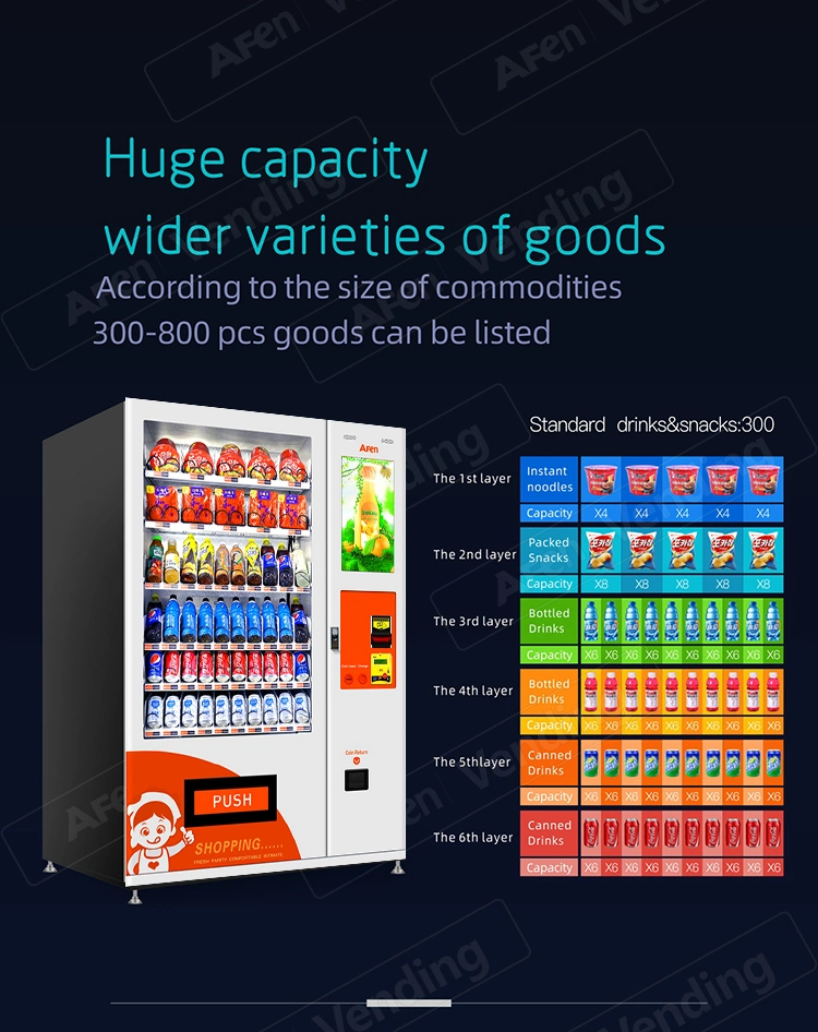 Afen Best Price Two Cabinets Large Different Type Combo Drink and Snack Vending Machine