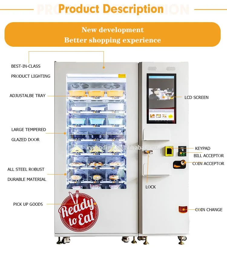 CE Approved! Hot Food Pizza Vending Machine for Sale Microwave Heated
