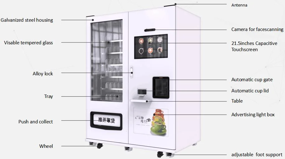 Levending Fresh Ground Coffee Vending Machine for Foods and Drinks
