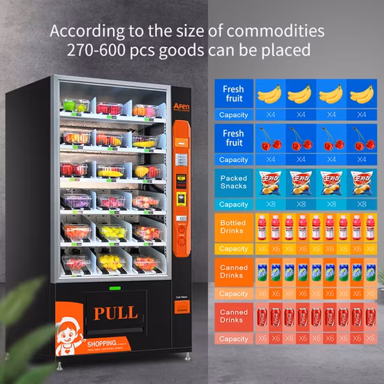 Af Automat Self-Service Lift Healthy Fresh Food Dispenser Salad Fruit Vegetable Food Vending Machine with Refrigerator