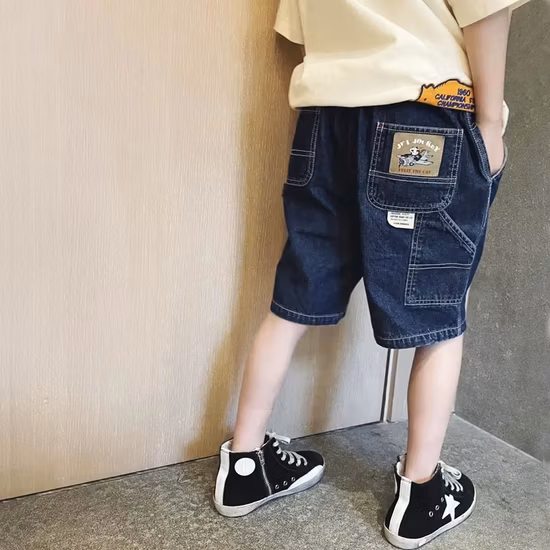 Wholesale Boys Short Denim Jeans Black Kids Pants Middle Waist Denim Shorts OEM&amp;ODM